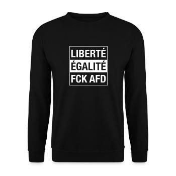 Liberté Égalité FCK AFD shirt - Unisex Sweatshirt - black - Front - Alina (178cm) & Michal (187cm)
