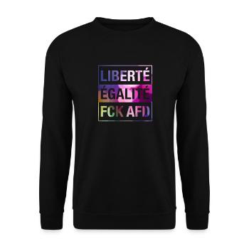 Liberté Égalité FCK AFD shirt - Unisex Sweatshirt - black - Front - Alina (178cm) & Michal (187cm)