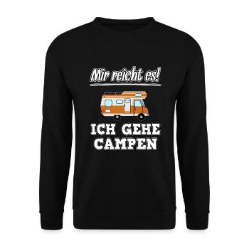 Mir reicht es Ich gehe Campen Rentner Wohnwagen - Unisex Pullover - Schwarz - Vorne - Alina (178cm) & Michal (187cm)