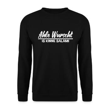 Ahle Wurscht Wurst is kinne Salami Spruch lustig - Unisex Pullover - Schwarz - Vorne - Alina (178cm) & Michal (187cm)