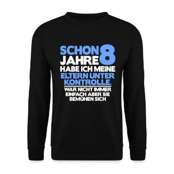 8. Geburtstag Junge Geschenk lustig Shirt 8 Jahre - Unisex Pullover - Schwarz - Vorne - Alina (178cm) & Michal (187cm)