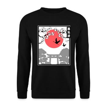 Japanisch Japan Art Style Japanische Sonne Kunst - Unisex Pullover - Schwarz - Vorne - Alina (178cm) & Michal (187cm)