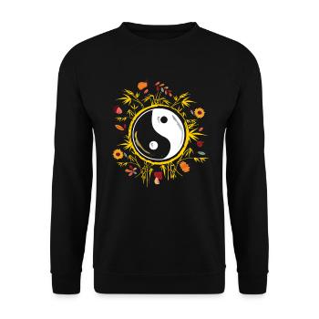 Joli Qi Gong shirt avec Yin Yang signes et Blu - Sweat-shirt Unisexe - noir - Devant - Alina (178cm) & Michal (187cm)