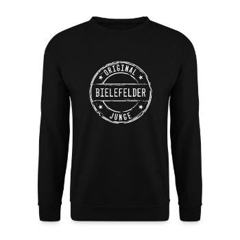 Bielefeld Original Bielefelder Junge Stempel - Unisex Pullover - Schwarz - Vorne - Alina (178cm) & Michal (187cm)