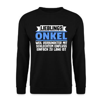 Patenonkel Onkel Neffe Nichte Bester Onkel T-Shirt - Unisex Pullover - Schwarz - Vorne - Alina (178cm) & Michal (187cm)
