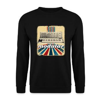 Synthesizer Retro ADSR Analog Modular Techno - Unisex Pullover - Schwarz - Vorne - Alina (178cm) & Michal (187cm)
