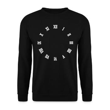 Keine Zeit - Römische Uhr - Unisex Pullover - Schwarz - Vorne - Alina (178cm) & Michal (187cm)