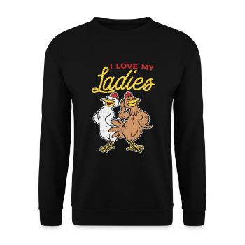 I Love My Ladies Chicken Hens Chicken Fan - Unisex Sweatshirt - black - Front - Alina (178cm) & Michal (187cm)