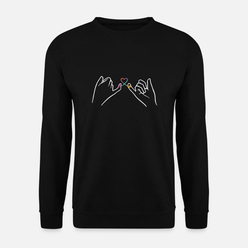 Zwei Hände mit Herz Schleife, Valentinstag, Liebe, - Unisex Pullover - Schwarz