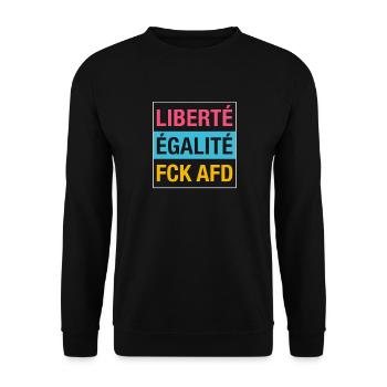 Liberté Égalité FCK AFD shirt - Unisex Sweatshirt - black - Front - Alina (178cm) & Michal (187cm)