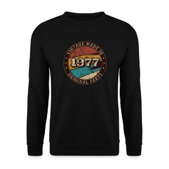 1977 Geburtstag Vintage Geschenkidee - Unisex Pullover - Schwarz - Vorne - Alina (178cm) & Michal (187cm)