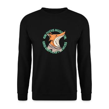 Ein Fuchs muss tun, Füchse, - Unisex Pullover - Schwarz - Vorne - Alina (178cm) & Michal (187cm)