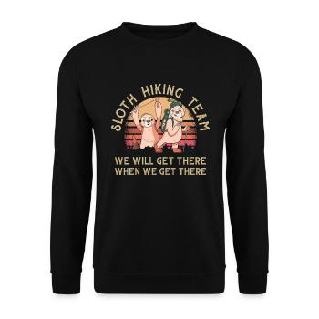 Sloth Hiking Team We Will Get There Design - Unisex Pullover - Schwarz - Vorne - Alina (178cm) & Michal (187cm)