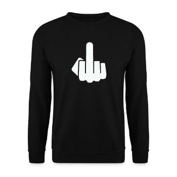 Mittelfinger Mittel Finger Stinkefinger Fuck You - Unisex Pullover - Schwarz - Vorne - Alina (178cm) & Michal (187cm)