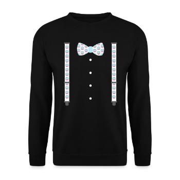 Bow tie and suspenders with muffin pattern - Unisex Sweatshirt - black - Front - Alina (178cm) & Michal (187cm)