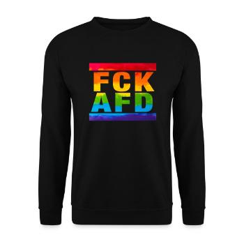Gegen Nazis - FCK AFD - Gegen Rechts - LGBTQ - Unisex Pullover - Schwarz - Vorne - Alina (178cm) & Michal (187cm)