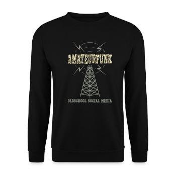 Amaterufunk Oldschool Social Media - Unisex Pullover - Schwarz - Vorne - Alina (178cm) & Michal (187cm)