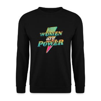 Women will rise - Frauenpower - Gleichberechtigung - Unisex Pullover - Schwarz - Vorne - Alina (178cm) & Michal (187cm)