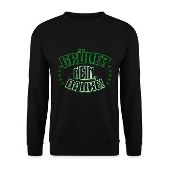 Grüne, Nein Danke! Wahl Bundestagswahl Partei - Unisex Pullover - Schwarz - Vorne - Alina (178cm) & Michal (187cm)