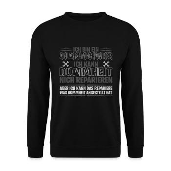 Anlagenmechaniker, Klempner, Sanitär, Gas - Unisex Pullover - Schwarz - Vorne - Alina (178cm) & Michal (187cm)