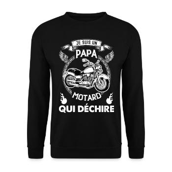 Moto Motard Papa motard qui déchire - Sweat-shirt Unisexe - noir - Devant - Alina (178cm) & Michal (187cm)