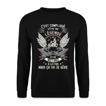Un motard, une légende, une citation - Sweat-shirt Unisexe - noir - Devant - Alina (178cm) & Michal (187cm)