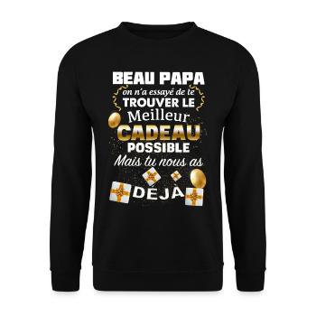 Mon Beau Papa adoré cadeau humour beau-père - Sweat-shirt Unisexe - noir - Devant - Alina (178cm) & Michal (187cm)