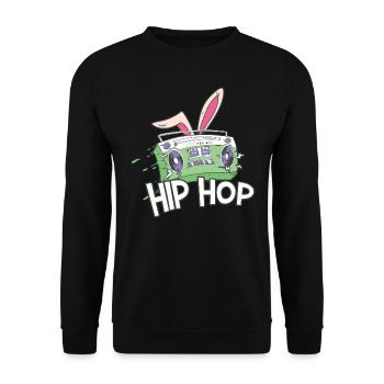 Retro Hiphop Radio Drôle Jour de Pâques - Sweat-shirt Unisexe - noir - Devant - Alina (178cm) & Michal (187cm)