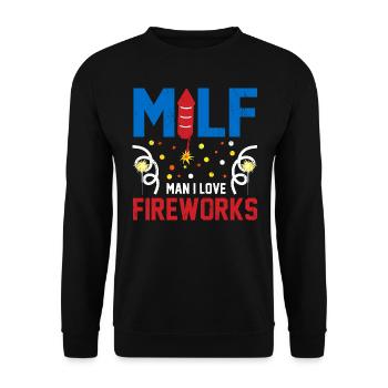 Man I Love Fireworks USA Drapeau 4 juillet - Sweat-shirt Unisexe - noir - Devant - Alina (178cm) & Michal (187cm)