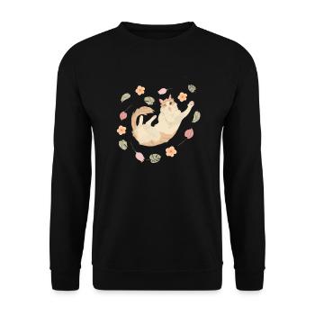 Katze - Unisex Pullover - Schwarz - Vorne - Alina (178cm) & Michal (187cm)