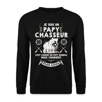 Mon Papy Est Un Chasseur Cool Cadeau Chasse - Sweat-shirt Unisexe - noir - Devant - Alina (178cm) & Michal (187cm)