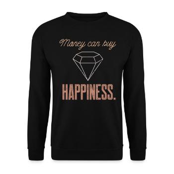Jewelry Bling Money Can Buy Happiness Funny Diamon - Unisex Sweatshirt - black - Front - Alina (178cm) & Michal (187cm)