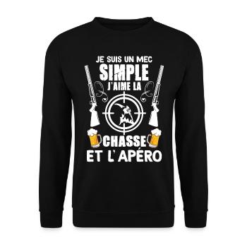 Chasse Passion et Tradition Apéro Cadeua Chasseur - Sweat-shirt Unisexe - noir - Devant - Alina (178cm) & Michal (187cm)
