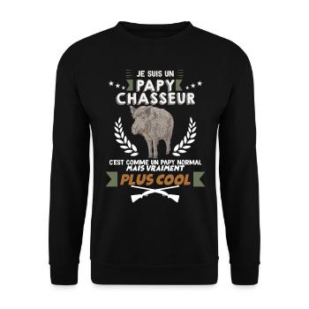 Mon Papy est Un Chasseur Cool et Drôle - Sweat-shirt Unisexe - noir - Devant - Alina (178cm) & Michal (187cm)