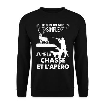 Papa Chasseur Mec Simple Et Passion Chasse Apéro - Sweat-shirt Unisexe - noir - Devant - Alina (178cm) & Michal (187cm)
