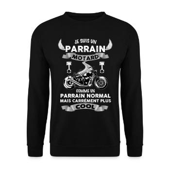 Moto Parrain Motard Cadeau Humour - Sweat-shirt Unisexe - noir - Devant - Alina (178cm) & Michal (187cm)