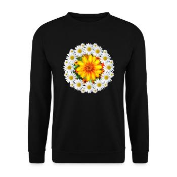 Margeriten mit bunter Blüte Gänseblümchen Blume - Unisex Pullover - Schwarz - Vorne - Alina (178cm) & Michal (187cm)