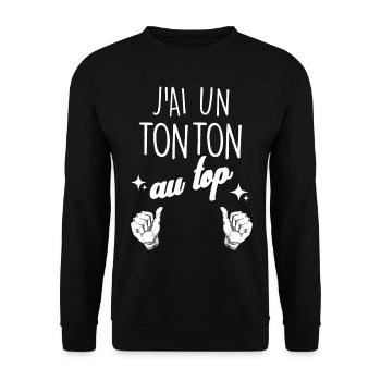 J'ai un Tonton Au Top - Sweat-shirt Unisexe - noir - Devant - Alina (178cm) & Michal (187cm)