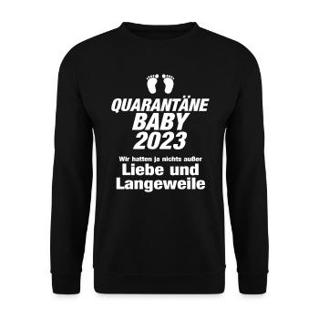 Quarantäne Baby 2023 Schwanger Babyfüße Geschenk - Unisex Pullover - Schwarz - Vorne - Alina (178cm) & Michal (187cm)