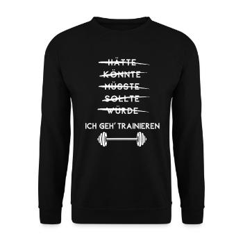 Ich geh trainieren Training Fitness Sport Pumpen - Unisex Pullover - Schwarz - Vorne - Alina (178cm) & Michal (187cm)