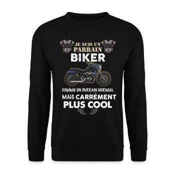 Parrain motard Cadeau Homme Moto - Sweat-shirt Unisexe - noir - Devant - Alina (178cm) & Michal (187cm)