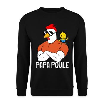 Mon Papa poule Et moi Cadeau Humour père - Sweat-shirt Unisexe - noir - Devant - Alina (178cm) & Michal (187cm)