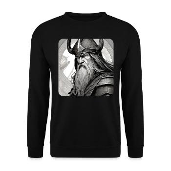Proud Viking with Horns Helmet - Unisex Sweatshirt - black - Front - Alina (178cm) & Michal (187cm)