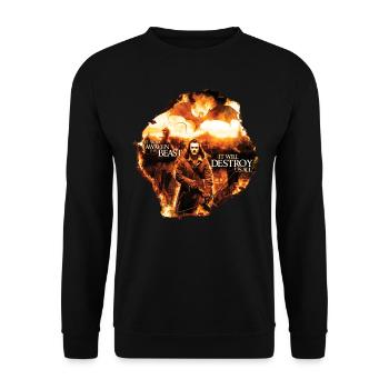 Le Hobbit Esgaroth En Flammes Avec Bard Et Smaug - Sweat-shirt Unisexe - noir - Devant - Alina (178cm) & Michal (187cm)