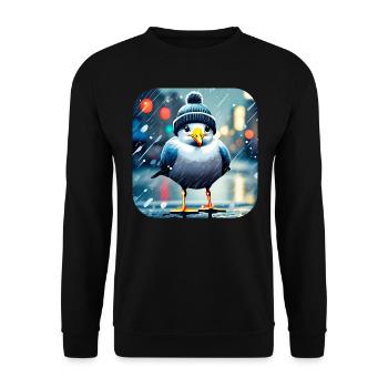 Regen Möwe - Unisex Pullover - Schwarz - Vorne - Alina (178cm) & Michal (187cm)