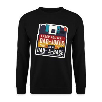 I keep all my DAD jokes in a DAD-A-BASE Father's Day - Unisex Sweatshirt - black - Front - Alina (178cm) & Michal (187cm)