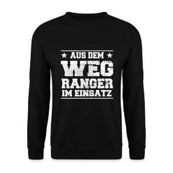 Aus dem Weg Ranger im Einsatz Design - Unisex Pullover - Schwarz - Vorne - Alina (178cm) & Michal (187cm)