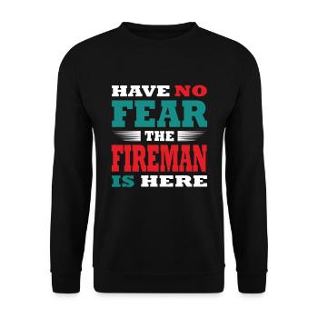 Have no Fear the Firefighter is here Outfit - Unisex Sweatshirt - black - Front - Alina (178cm) & Michal (187cm)