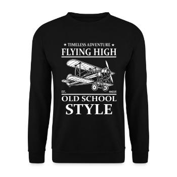 Timeless Adventure – Biplane Airplane Design - Unisex Sweatshirt - black - Front - Alina (178cm) & Michal (187cm)