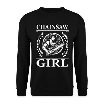 Cool Chainsaw Girl Design - Unisex Sweatshirt - black - Front - Alina (178cm) & Michal (187cm)